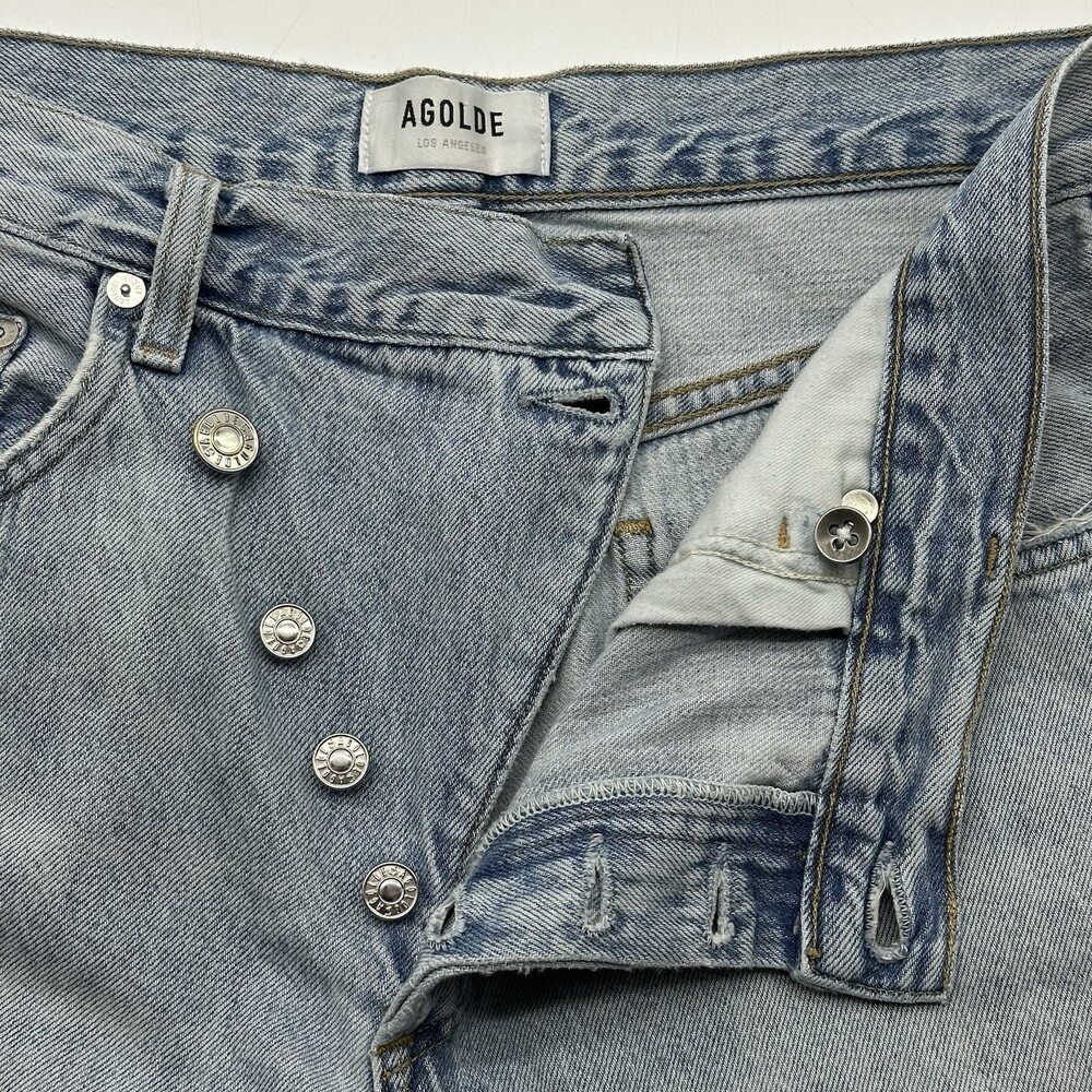 AGOLDE Criss Cross Upsized Women's Size 27 Light Wash Cut-Off Denim Jean Shorts - Picture 4 of 11